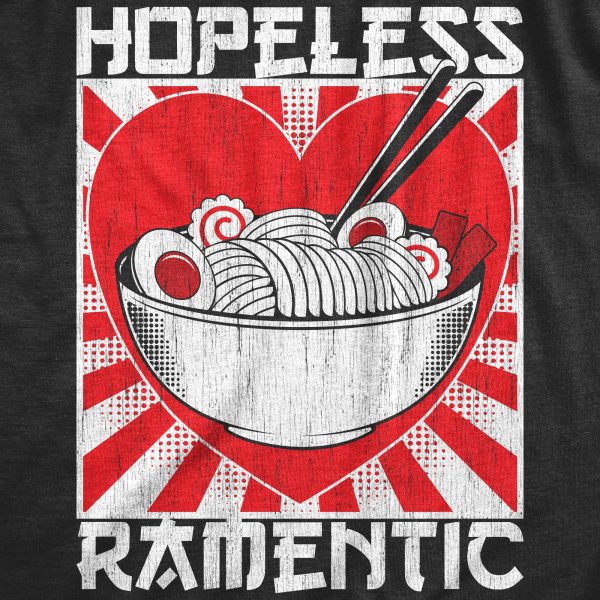 Womens Hopeless Ramentic T Shirt Funny Ramen Noodle Takeout Lovers Tee For Ladies