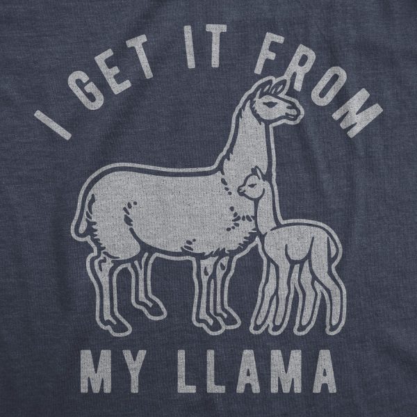 Womens I Get It From My Llama Tshirt Funny Alpaca Mom Mothers Day Graphic Novelty Tee