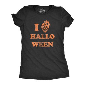 Womens I Heart Halloween T Shirt Funny Spooky Pumpkin Hollows Eve Lovers Tee For Ladies Womens I Heart Halloween T Shirt Funny Spooky Pumpkin Hollows Eve Lovers Tee For Ladies