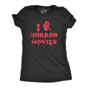 Womens I Heart Horror Movies T Shirt Funny Bloody Scary Movie Lovers Tee For Ladies Womens I Heart Horror Movies T Shirt Funny Bloody Scary Movie Lovers Tee For Ladies