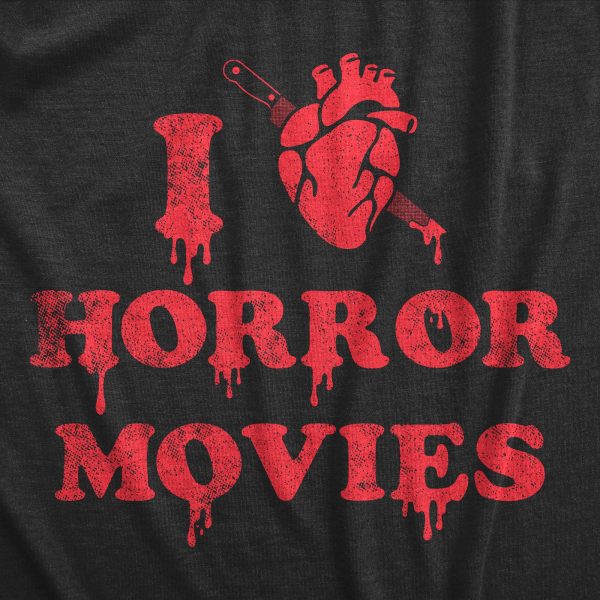 Womens I Heart Horror Movies T Shirt Funny Bloody Scary Movie Lovers Tee For Ladies