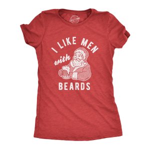 Womens I Like Men With Beards Tshirt Funny Christmas Santa Claus Beer Graphic Tee Womens I Like Men With Beards Tshirt Funny Christmas Santa Claus Beer Graphic Tee