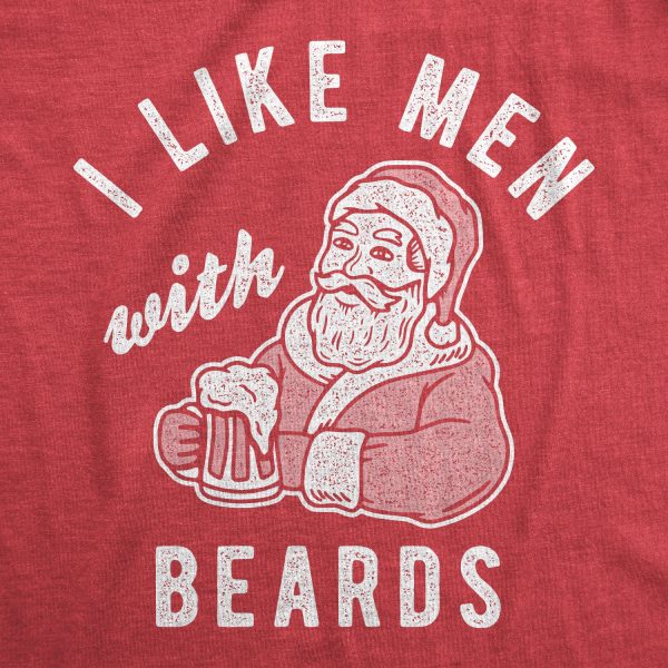 Womens I Like Men With Beards Tshirt Funny Christmas Santa Claus Beer Graphic Tee