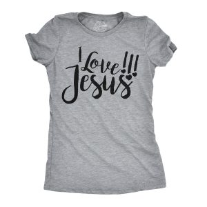 Womens I Love Jesus T Shirt Cute Religious Easter Christian Faith Pray Tee 1