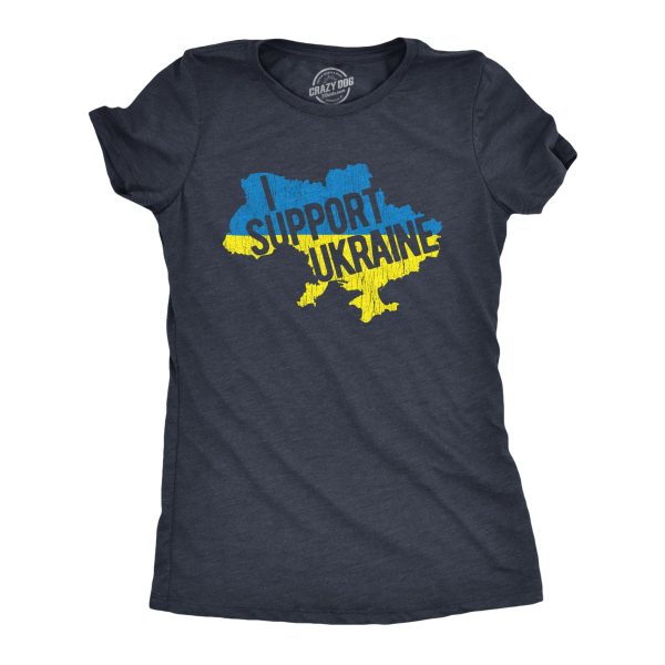 Womens I Support Ukraine T Shirt Cool Ukrainian Country Flag Graphic Novelty Tee For Ladies