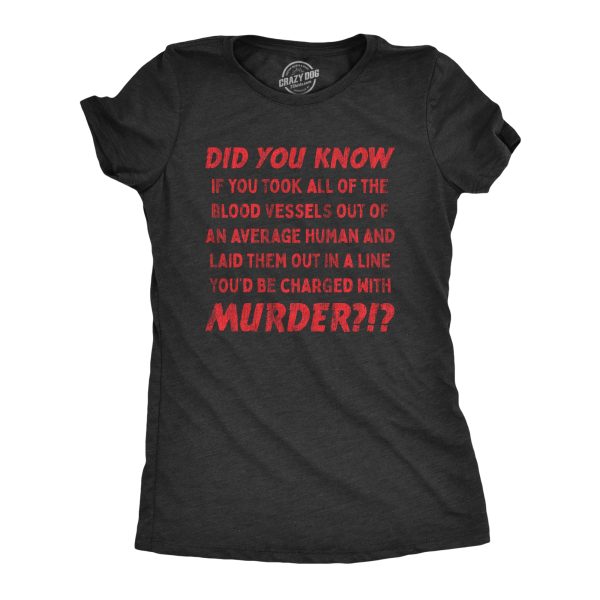 Womens If You Took All Of The Blood Vessels Out Of A Human You’d Be Charged With Murder Tshirt