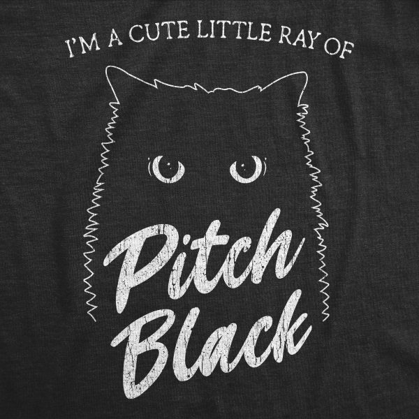Womens I’m A Cute Little Ray Of Pitch Black Tshirt Funny Pet Cat Kitty Halloween Graphic Novelty Tee