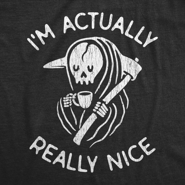 Womens I’m Actually Really Nice Tshirt Funny Coffee Death Halloween Spooky Graphic Tee