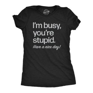 Womens Im Busy Youre Stupid Have A Nice Day T Shirt Funny Rude Anti Social Joke Tee For Ladies Womens Im Busy Youre Stupid Have A Nice Day T Shirt Funny Rude Anti Social Joke Tee For Ladies