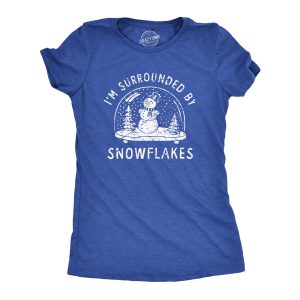 Womens Im Surrounded By Snowflakes T Shirt Funny Winter Snowman Snow Globe Tee For Ladies Womens Im Surrounded By Snowflakes T Shirt Funny Winter Snowman Snow Globe Tee For Ladies