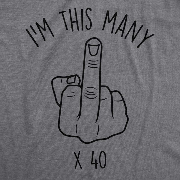 Womens I’m This Many 40 Forty Middle Finger Tshirt Funny Sarcastic Over The Hill Birthday Tee