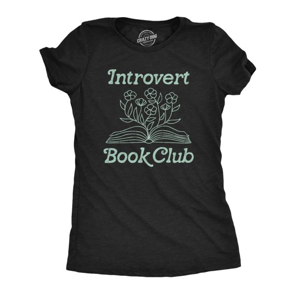 Womens Introvert Book Club T Shirt Funny Cute Book Worm Reading Lovers Tee For Ladies