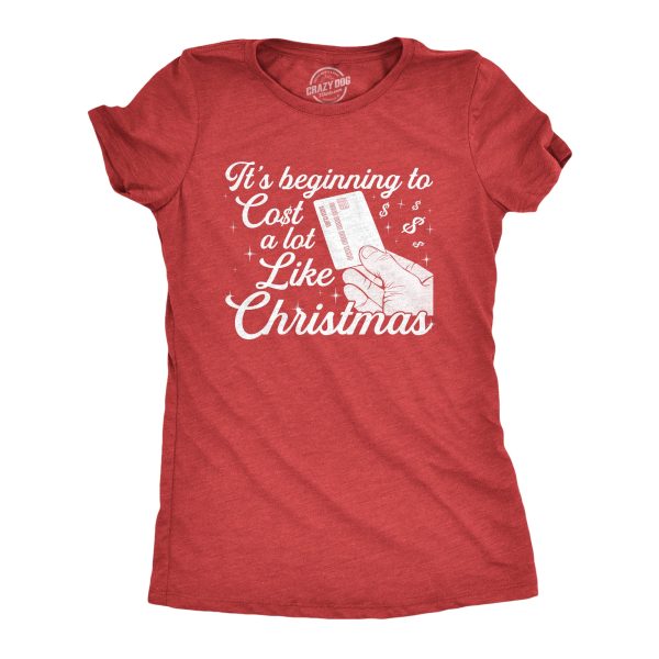 Womens It’s Beginning To Cost A Lot Like Christmas Tshirt Funny Holiday Credit Card Tee