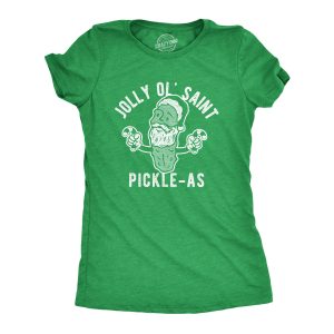 Womens Jolly Ol Saint Pickle-As Tshirt Funny Christmas Santa Pickle Graphic Tee Womens Jolly Ol Saint Pickle-As Tshirt Funny Christmas Santa Pickle Graphic Tee