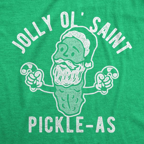 Womens Jolly Ol Saint Pickle-As Tshirt Funny Christmas Santa Pickle Graphic Tee