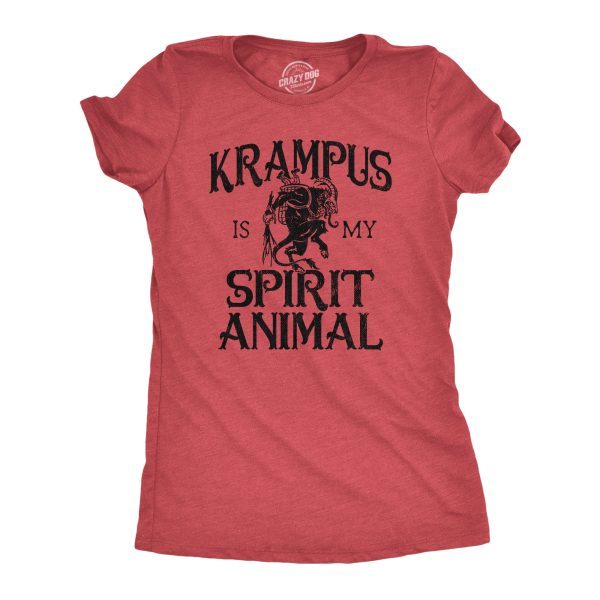 Womens Krampus Is My Spirit Animal T Shirt Funny Xmas Saint Nicholas Folklore Tee For Ladies