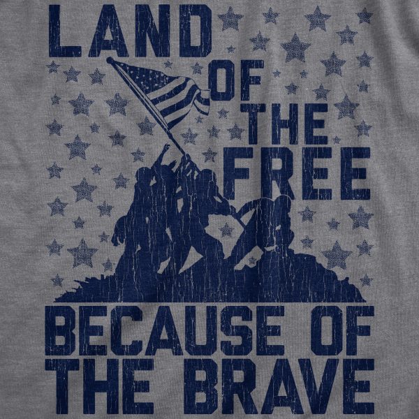 Womens Land Of The Free Because Of The Brave Tshirt Patriotic Memorial Day 4th Of July Tee