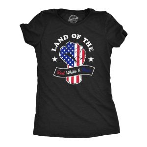 Womens Land Of The Red White And Blue T Shirt Awesome Fourth Of July Patriotic Fist Graphic Tee For Ladies Womens Land Of The Red White And Blue T Shirt Awesome Fourth Of July Patriotic Fist Graphic Tee For Ladies