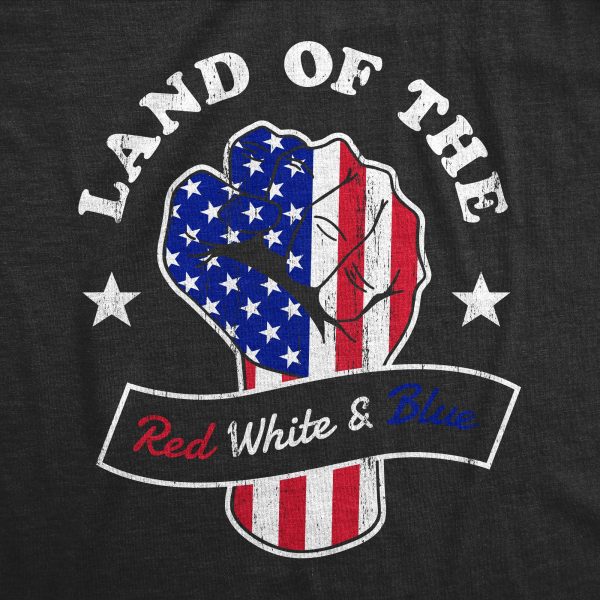 Womens Land Of The Red White And Blue T Shirt Awesome Fourth Of July Patriotic Fist Graphic Tee For Ladies