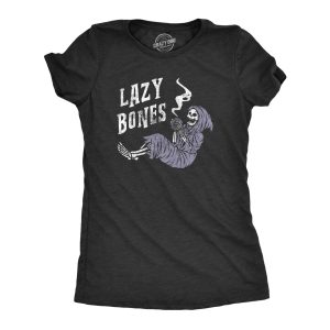 Womens Lazy Bones T shirt Funny Relaxing Spooky Halloween Skeleton Tee For Ladies Womens Lazy Bones T shirt Funny Relaxing Spooky Halloween Skeleton Tee For Ladies