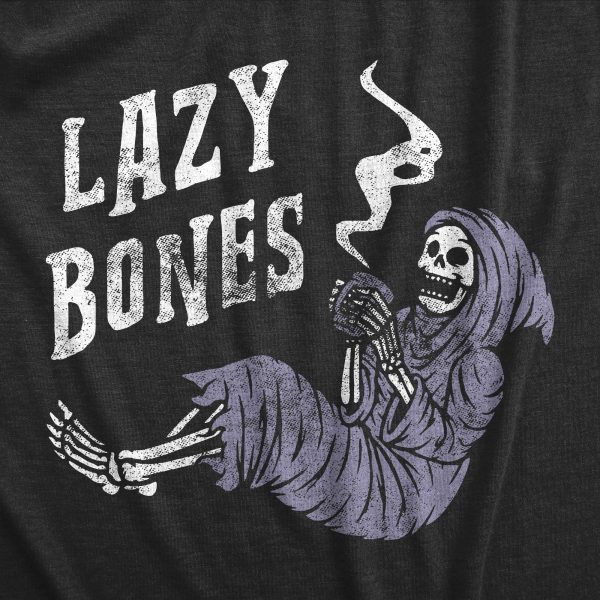 Womens Lazy Bones T shirt Funny Relaxing Spooky Halloween Skeleton Tee For Ladies
