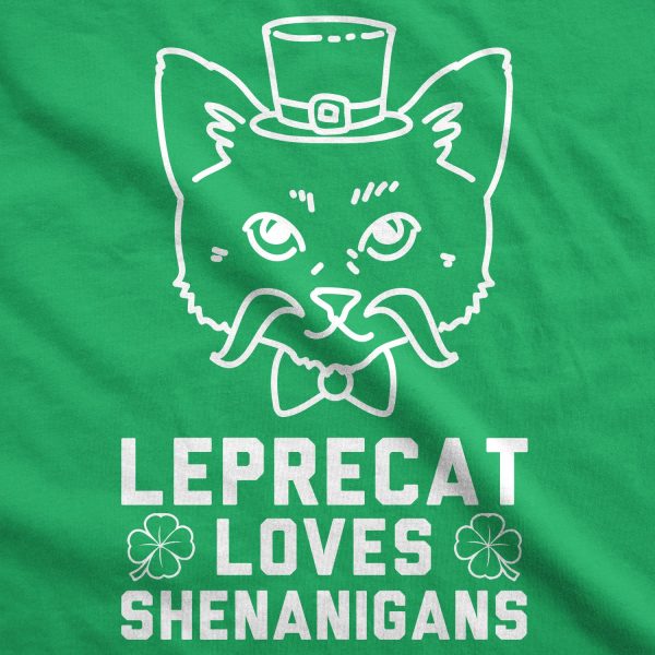 Womens Leprecat Loves Shenanigans Funny Irish Cat Saint Patricks Day T Shirt