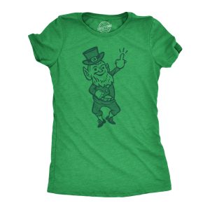 Womens Leprechaun Middle Finger Tshirt Funny St Patrick’s Day Graphic Novelty Tee