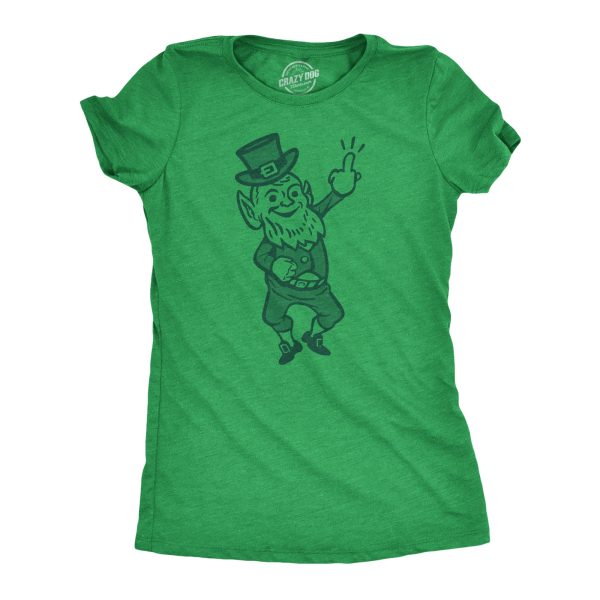 Womens Leprechaun Middle Finger Tshirt Funny St Patrick’s Day Graphic Novelty Tee