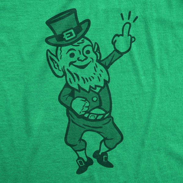 Womens Leprechaun Middle Finger Tshirt Funny St Patrick’s Day Graphic Novelty Tee