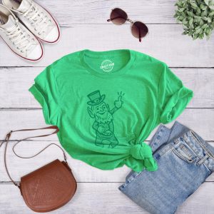 Womens Leprechaun Middle Finger Tshirt Funny St Patricks Day Graphic Novelty Tee 3