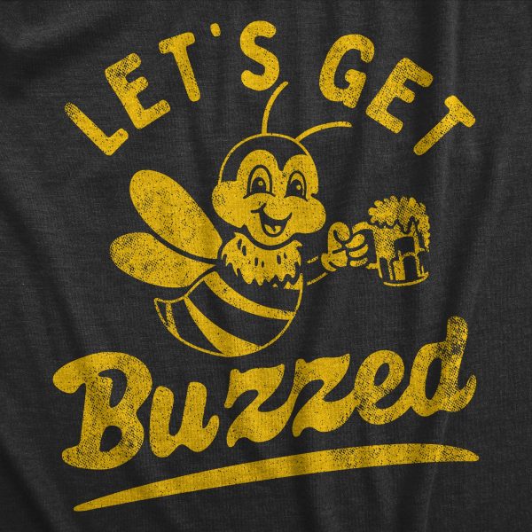 Womens Lets Get Buzzed T Shirt Funny Wasted Drinking Honey Bee Joke Tee For Ladies