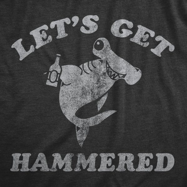 Womens Lets Get Hammered T Shirt Funny Hammerhead Shark Drinking Partying Joke Tee For Ladies