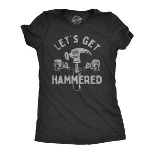 Womens Lets Get Hammered T Shirt with Hammer Tool Funny Drinking Joke Tee For Ladies Womens Lets Get Hammered T Shirt with Hammer Tool Funny Drinking Joke Tee For Ladies