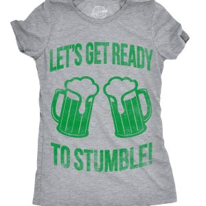 Womens Lets Get Ready To Stumble Funny St Saint Patricks Day T Shirt Drinking