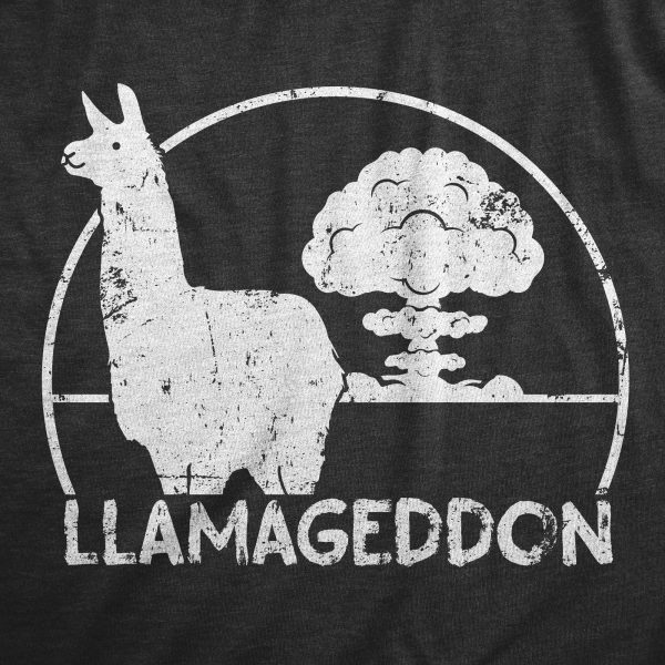 Womens Llamageddon T Shirt Funny Sarcastic Dooms Day Llama Explosion Graphic Tee For Ladies