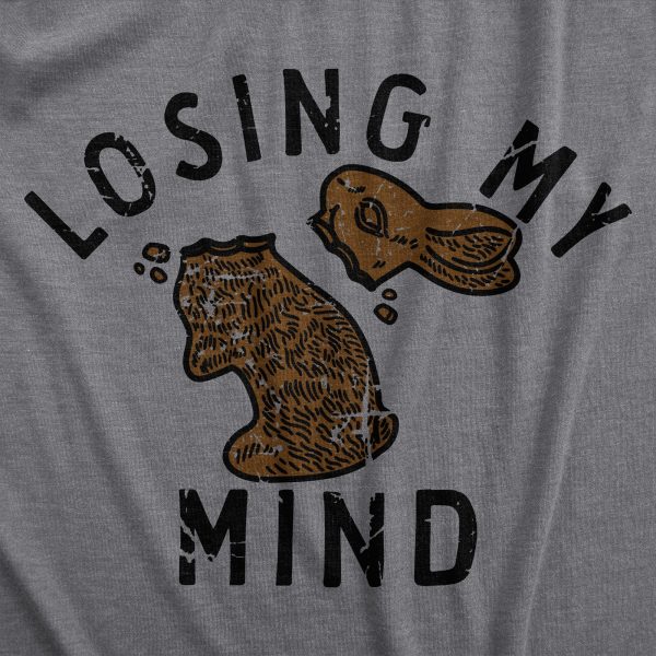 Womens Losing My Mind T Shirt Funny Broken Chocolate Easter Bunny Joke Tee For Ladies