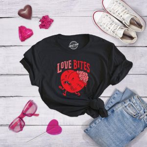 Womens Love Bites Tshirt Funny Valentines Day Heart Tee 3