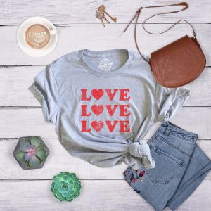 Womens Love Love Love Hearts Tshirt Cute Valentines Day Tee 3