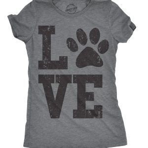 Womens Love Paw T shirt Cute Gift for Dog Mom Pet Lover Cool Funny Graphic Tee
