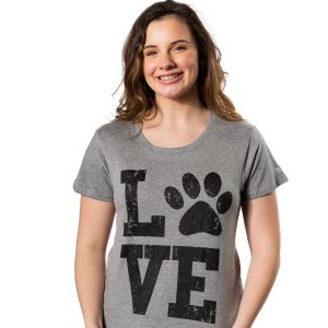 Womens Love Paw T shirt Cute Gift for Dog Mom Pet Lover Cool Funny Graphic Tee