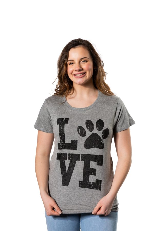 Womens Love Paw T shirt Cute Gift for Dog Mom Pet Lover Cool Funny Graphic Tee