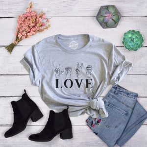 Womens Love Sign Language Tshirt Cute ASL Relationship Tee 3