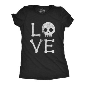 Womens Love Skull Tshirt Funny Skeleton Bones Halloween Party Graphic Tee Womens Love Skull Tshirt Funny Skeleton Bones Halloween Party Graphic Tee