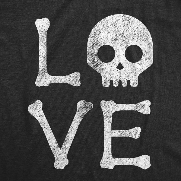 Womens Love Skull Tshirt Funny Skeleton Bones Halloween Party Graphic Tee