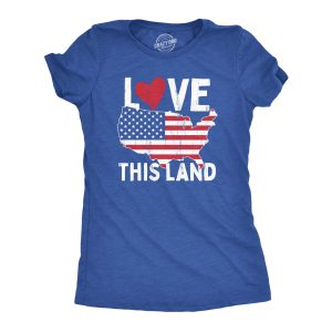 Womens Love This Land T Shirt Awesome Fourth Of July Party Patriotic United States Flag Graphic Tee For Ladies Womens Love This Land T Shirt Awesome Fourth Of July Party Patriotic United States Flag Graphic Tee For Ladies