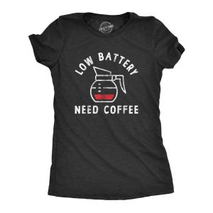 Womens Low Battery Need Coffee T Shirt Funny Sarcastic Low Power Bar Tee For Ladies Womens Low Battery Need Coffee T Shirt Funny Sarcastic Low Power Bar Tee For Ladies