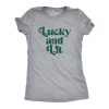 Womens Lucky And Lit T Shirt Funny St Pattys Day Parade Irish Luck Drinking Partying Tee For Ladies