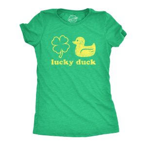 Womens Lucky Duck Tshirt Funny Shamrock St Patricks Day Graphic Tee Womens Lucky Duck Tshirt Funny Shamrock St Patricks Day Graphic Tee