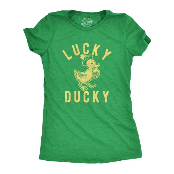 Womens Lucky Ducky Tshirt Funny Cute Vintage Novelty Bird Spring Tee For Ladies