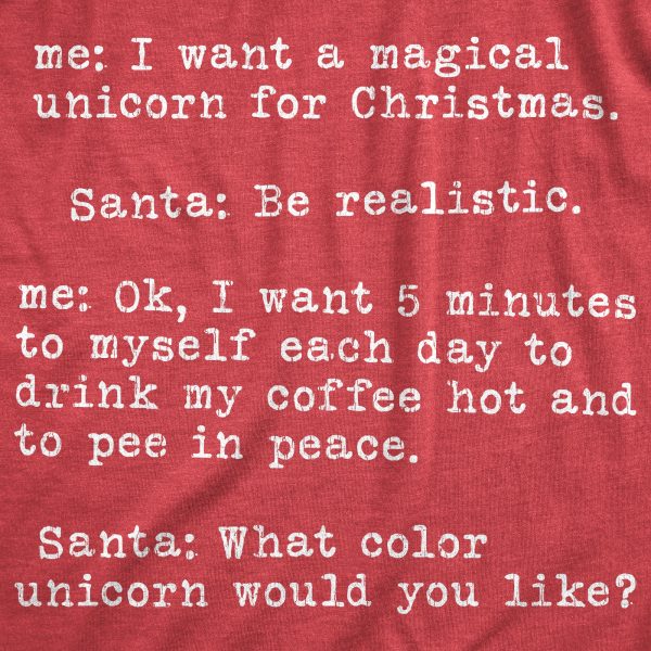 Womens Magical Unicorn For Christmas Tshirt Hilarious Holiday Tee